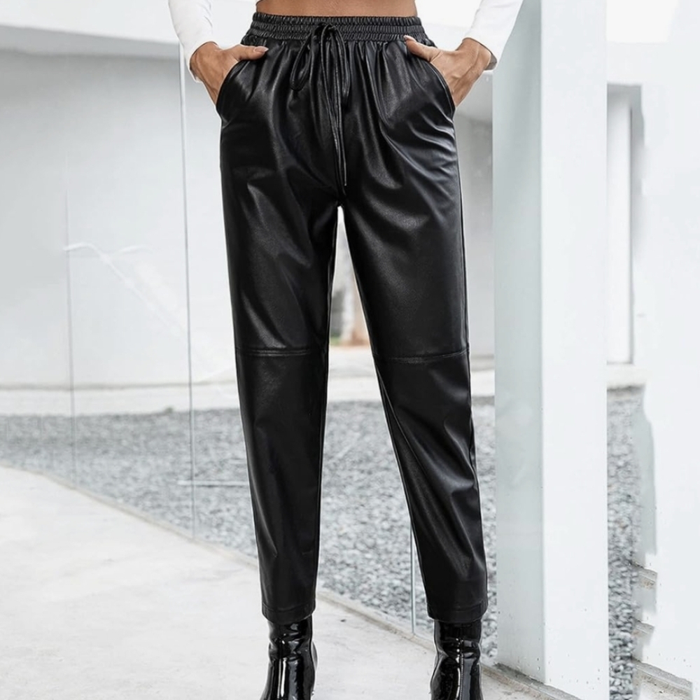 Ci Sono Faux Black Soft Flexible Leather Pants for Women Large